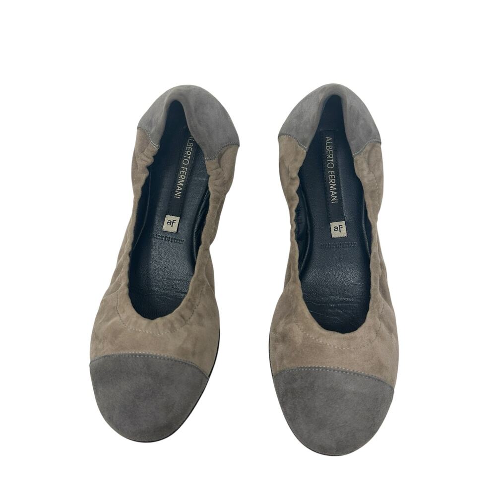Alberto Fermani Suede Flats Round‎ Cap Toe Scrunch Gray Size 36 US 6